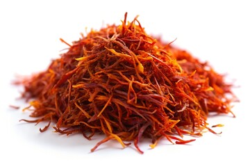 Pile of Dried Saffron Threads Culinary Spice with Vibrant Orange and Red Hues