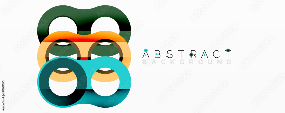 Poster abstract design features interconnected circles, vibrant colors, modern aesthetic. minimalist compos