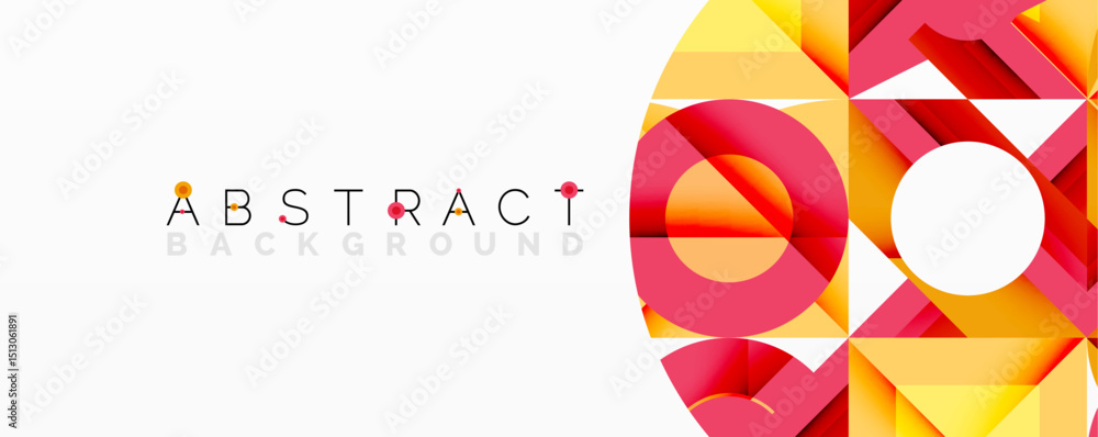 Fototapete geometric shapes overlap creating vibrant colorful design. modern abstract background with orange, r