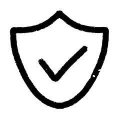 Shield with checkmark handdrawn icon