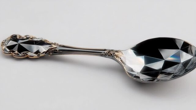 Close-up Sequence of Elegant Silver Spoons Reflecting Light on a Neutral Background