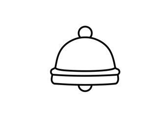 Fototapeta premium Cat bell drawing. It is a black and white outline image of a bell, a small musical instrument often worn by cats to alert prey or for identification. Vector sketch line art draw.