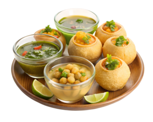 pani puri set with flavored water bowls