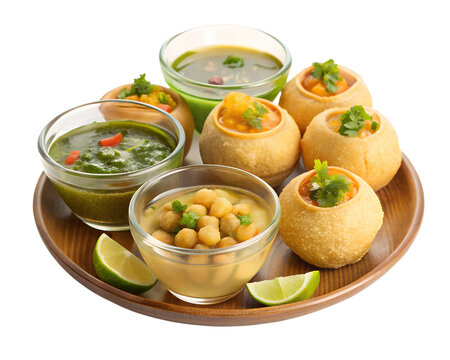 pani puri set with flavored water bowls
