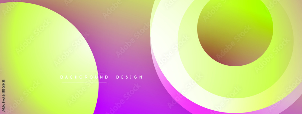 Poster abstract colorful gradients form overlapping circles. vibrant hues blend, creating modern visual eff