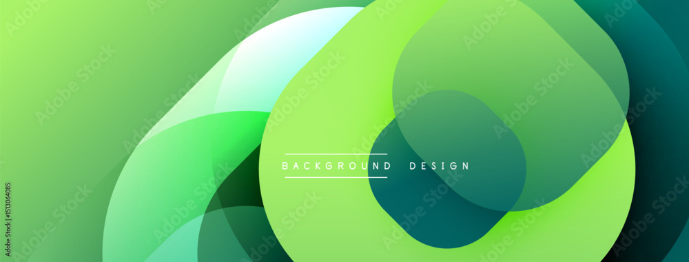 Poster abstract green background. overlapping circles create dynamic visual effect. modern design suitable 
