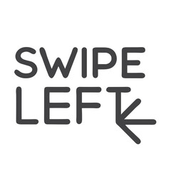 Swipe Left Icon for Dating Apps - Vector Graphic for Rejection Gesture Interface, Dating App Navigation and User Interaction Design