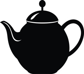 teapot silhouette vector illustration icon on transparent background