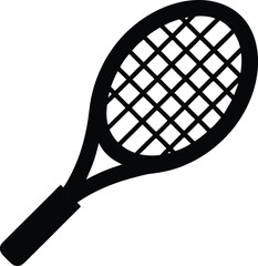 tennis racket and ball silhouette vector illustration icon on transparent background
