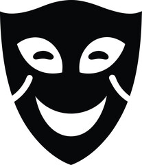 comedy and tragedy masks silhouette vector illustration icon on transparent background