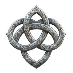 Silver Celtic Knotwork Design Elegant Intertwined Metalwork Antique Style Triskele Symbol Decorative Ornamental Pattern Ancient Mythology  Tribal Art Graphic Design Element 3D Grey Irish Welsh Pagan  