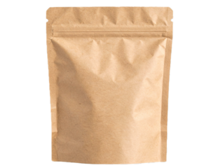 Blank brown paper sachet isolated on transparent background