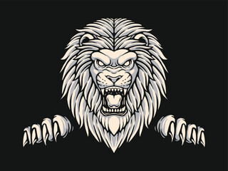 Fototapeta premium Lion Head With Claw Illustration