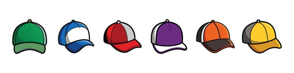 Baseball cap icon vector featuring sportswear headgear design, cap silhouette for casual wear, outdoor fashion, accessory and athletic themes