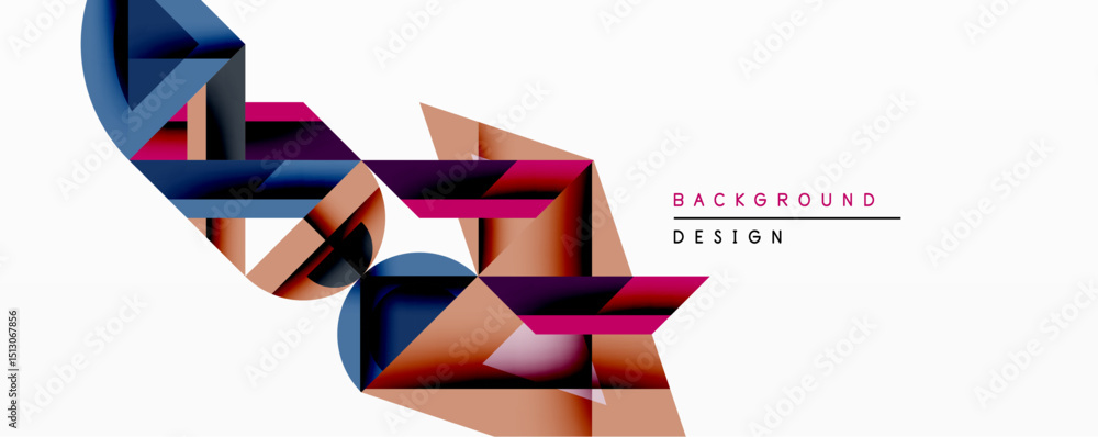 Leinwandbilder Abstract geometric shapes overlap, creating dynamic composition. Gradient colorsblue, pink, brownadd depth. Minimalist design suitable for backgrounds, modern graphics.