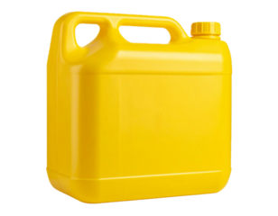 Yellow plastic canister isolated on transparent background