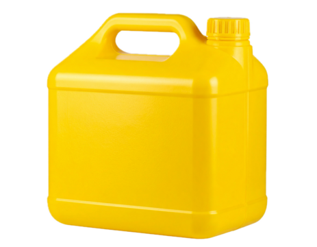 Yellow plastic canister isolated on transparent background