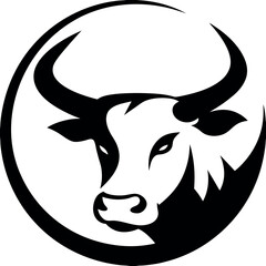 Cow face logo, cow head, icon, logo, Vector illustration. cow head logo vector, black and white logo. 