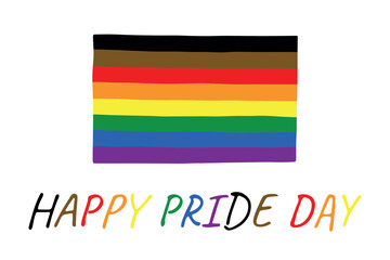 Fototapeta premium Colorful Gay pride flag Happy pride day LGBTQ community Pride Month Vector hand drawn doodle for posters, stickers, logo, cards