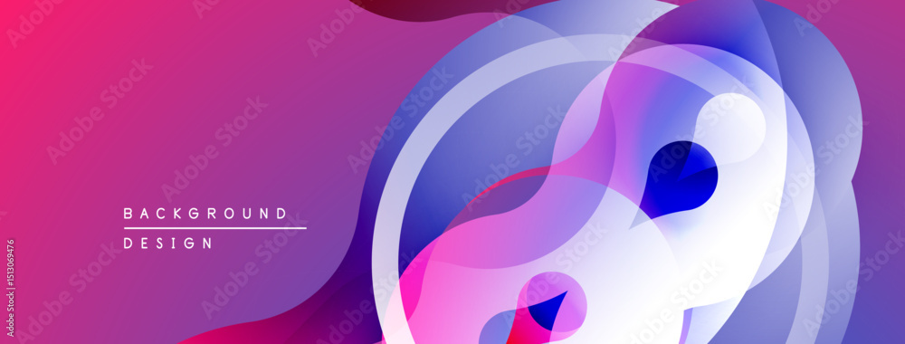 Poster Abstract fluid shapes, vibrant colors blend. Modern design, smooth gradients create dynamic composition. Purple, blue hues dominate.