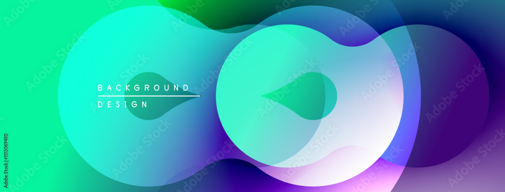 Poster Abstract fluid shapes blend, creating vibrant gradient background. Modern design evokes energy, movement, visual appeal.