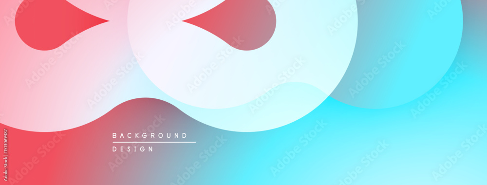 Poster Abstract background features flowing shapes, pinks, blues. Gradient colors create dynamic visual effect. Minimalist design suitable for various projects.
