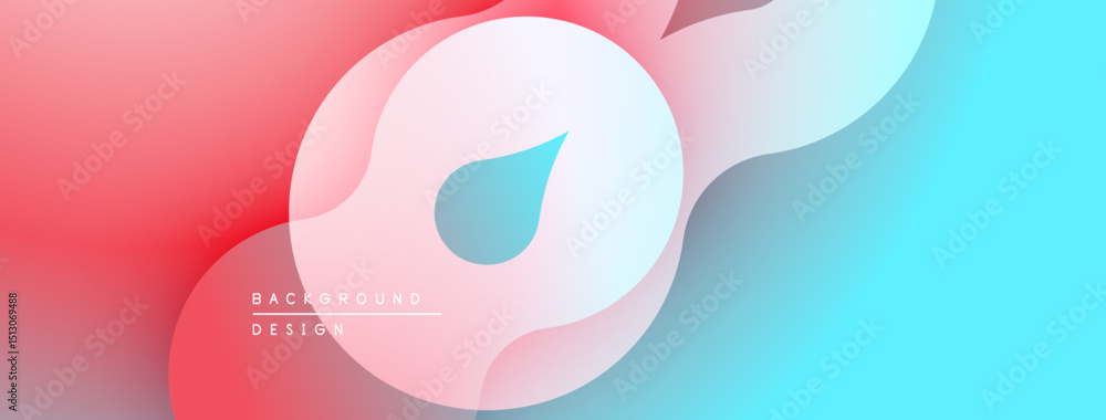 Poster abstract fluid shapes, pink to blue gradient. modern design, smooth curves, overlapping layers creat