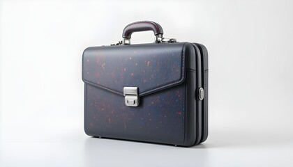 Professional and Elegant Dark Leather Briefcase with Metal Clasp, Ideal for Business and Corporate Themes on a White Background