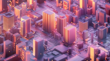 Futuristic Cityscape with Neon Lights and Cybernetic Architecture