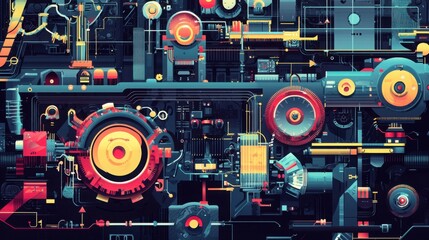 Futuristic Abstract Machine Design with Gears and Circuits