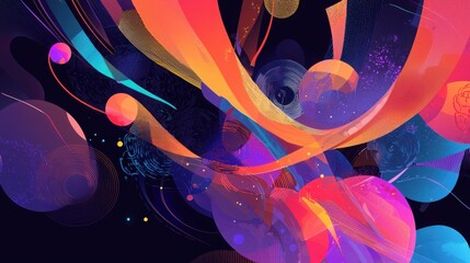Vibrant Abstract Swirls and Shapes Creating Dynamic Visual Impact
