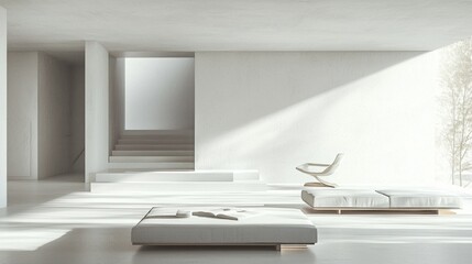 Minimalist Living Room Design with Natural Light and White Decor