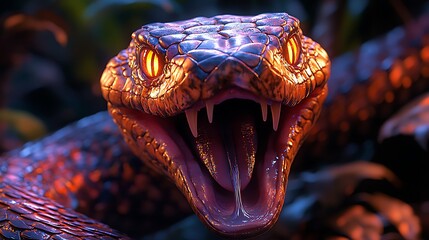 Obraz premium Fierce Snake Roars with Open Mouth High Resolution Picture