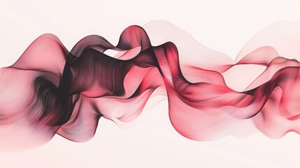Abstract Flowing Waves in Red and Black with Soft Background