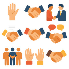 Handshake icon showcasing diverse greetings suitable for business, diversity, communication, teamwork, partnership, networking, cooperation, and relationshiprelated concepts.
