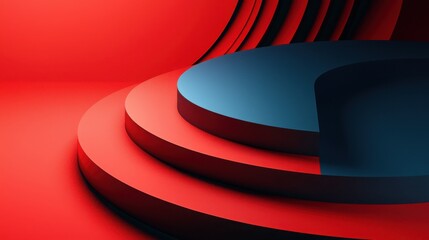 Abstract Geometry with Red and Blue Curves in Modern Art Style
