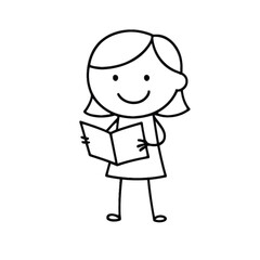 Obraz premium Reading the Book: A charming outline of a smiling individual intently reads, symbolizing knowledge and storytelling. A perfect representation of the joy in learning.