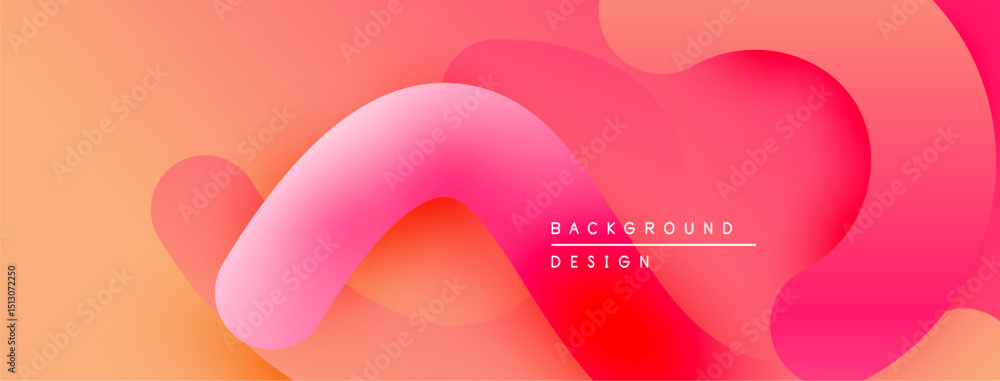 Aufkleber Abstract fluid shapes, vibrant pinks, oranges. Smooth gradients create modern background design. Minimalist aesthetic, soft curves dominate composition.