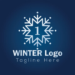 Christmas card design featuring a snowflake icon on a winter holiday background, perfect for seasonal celebrations winter 1 logo design