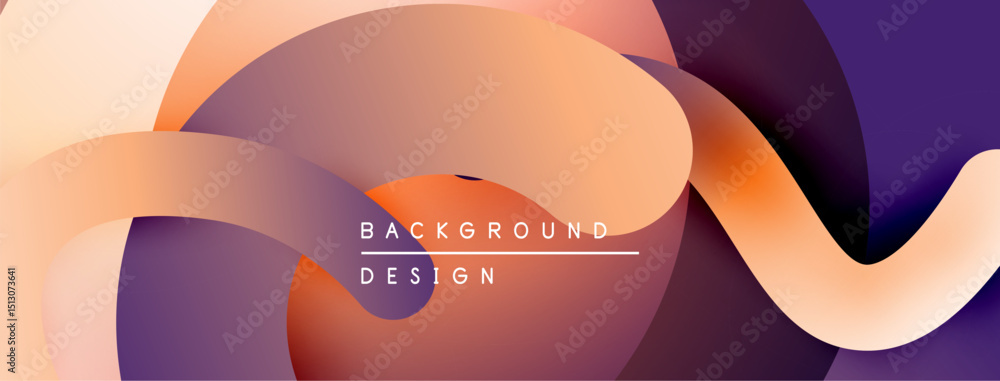 Fototapete Abstract fluid shapes blend, creating warm gradient hues. Design features text background design centered within composition.