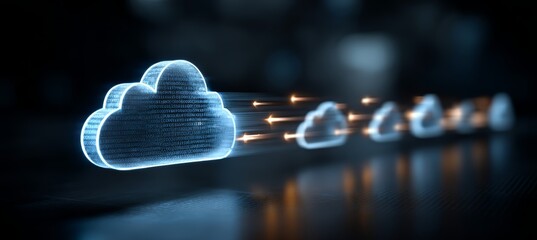 Clouds hosting server. Generative AI technology.	
