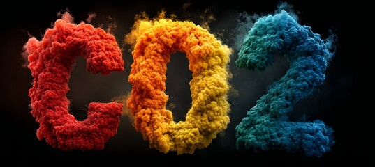 CO2 footprint on colorful smoke form. Nature ecology growth environment concept. World earth day. Generative AI technology.