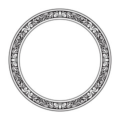illustration art hand drawn black and white circlr engraving frame decoration design