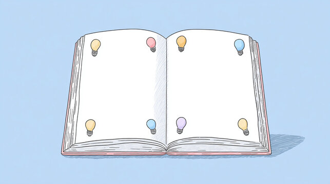 Open Book with Light Bulbs - Inspiration and Knowledge