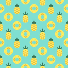 Pineapple fruit seamless pattern background illustration. Tropical fruit summer. Doodle yellow fruit vector for wallpaper, textiles, fashion, backgrounds, stationery, wrapping, cards, and phone cases.