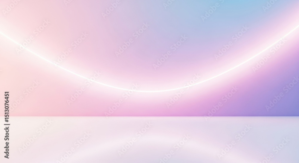 Poster soft pastel gradient background with glowing neon arc | abstract gentle color backdrop for product s