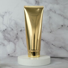 Gold tube bottle container for skin care product