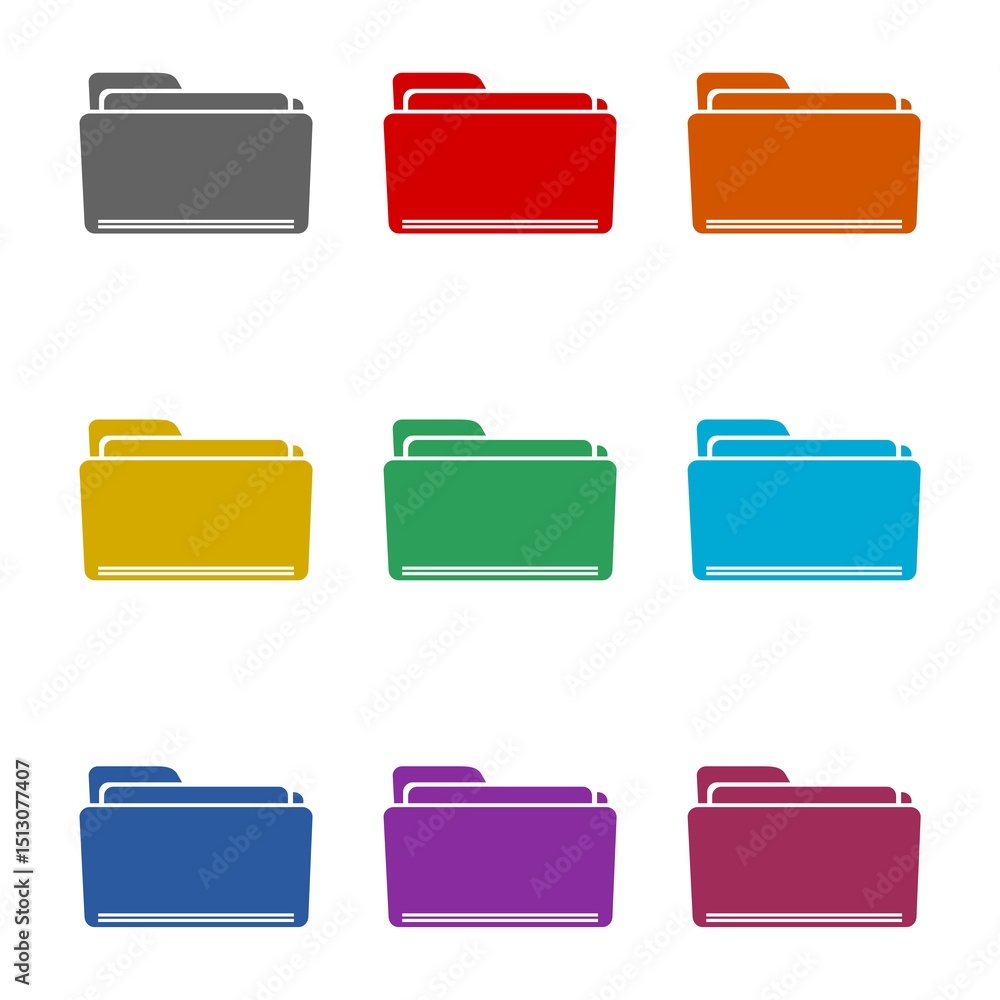 Poster folder with file icon isolated on white background. set icons colorful
