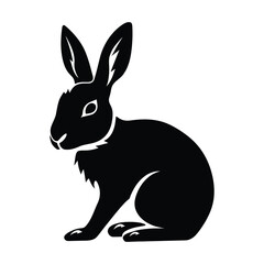 Naklejka premium Rabbit minimal silhouette isolated white background