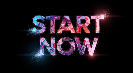 Start Now Typography, Start Now Text Art